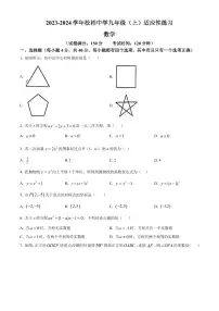福建厦门松柏中学2023-2024学年九年级上学期月考数学试题（原卷版+解析版）