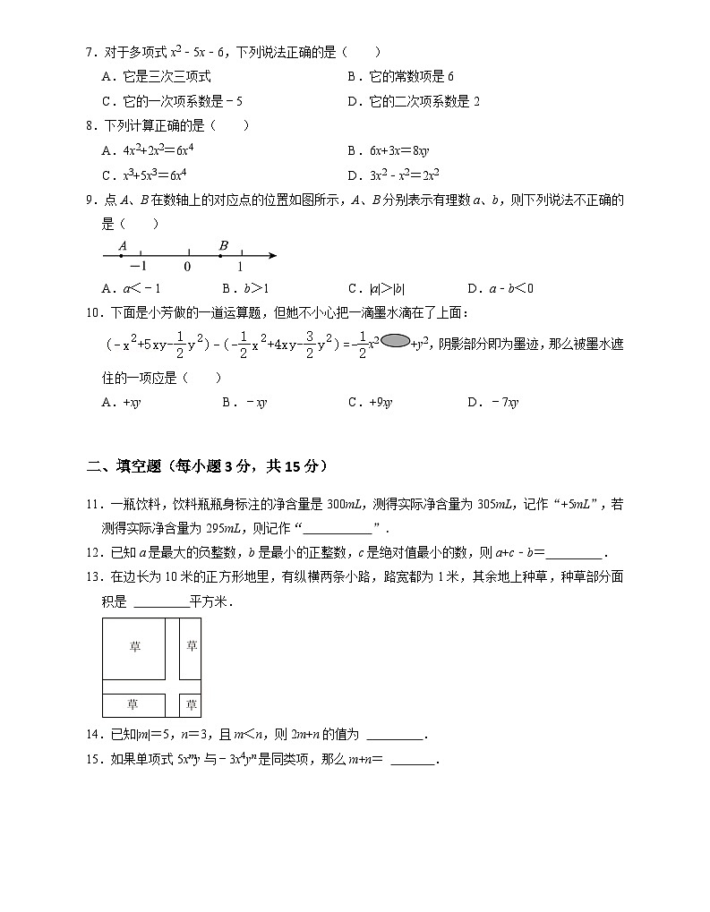 辽宁省朝阳市凌源市2024-2025学年七年级上学期11月期中数学试卷02
