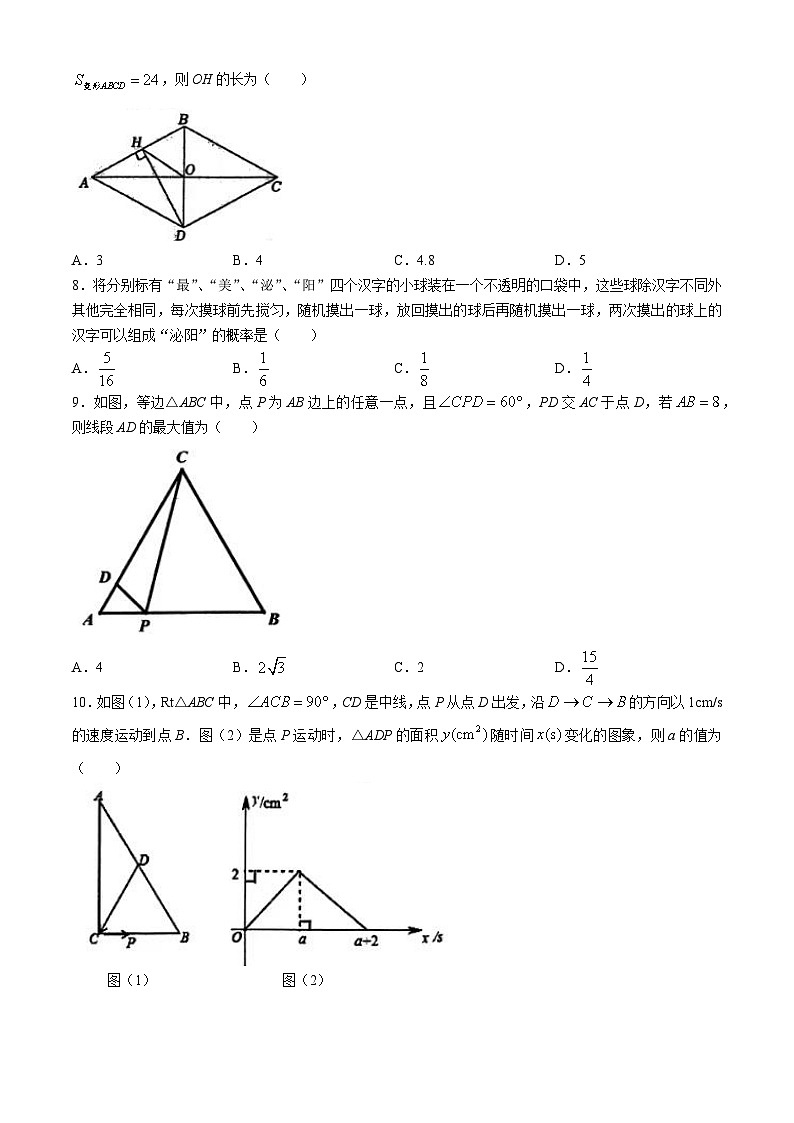 2024年河南省驻马店市泌阳县中考一模数学模拟试题第2页