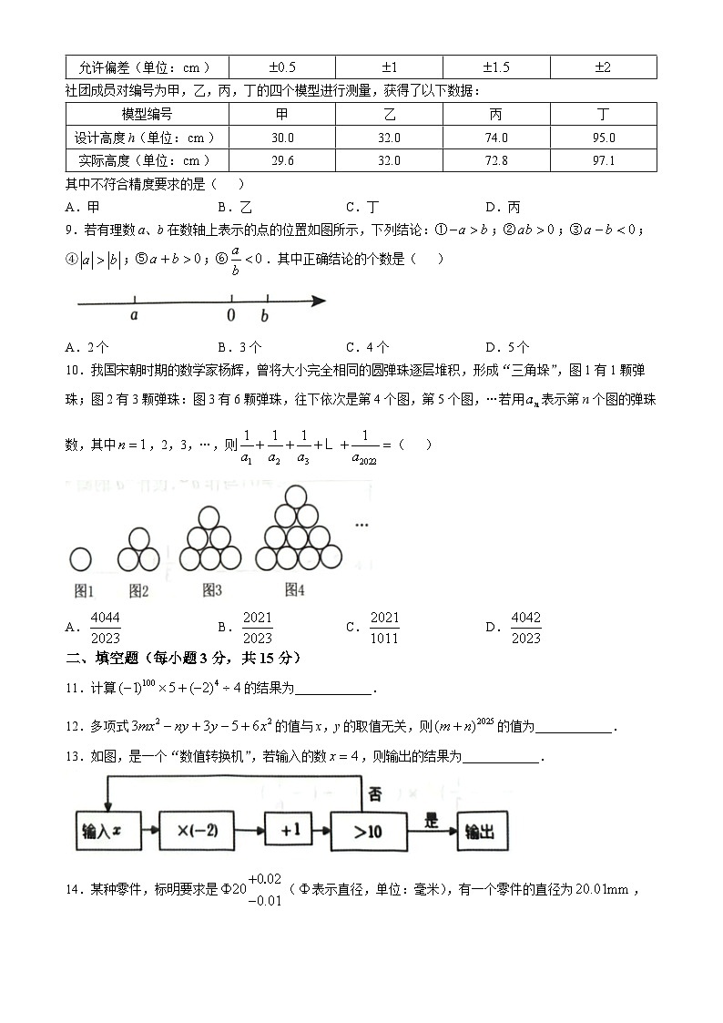 河南省安阳市内黄县实验中学2024-2025学年七年级上学期期中考试数学试卷第2页