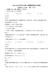 福建省莆田中山中学2024-2025学年上学期期中考试九年级数学试题（解析版）