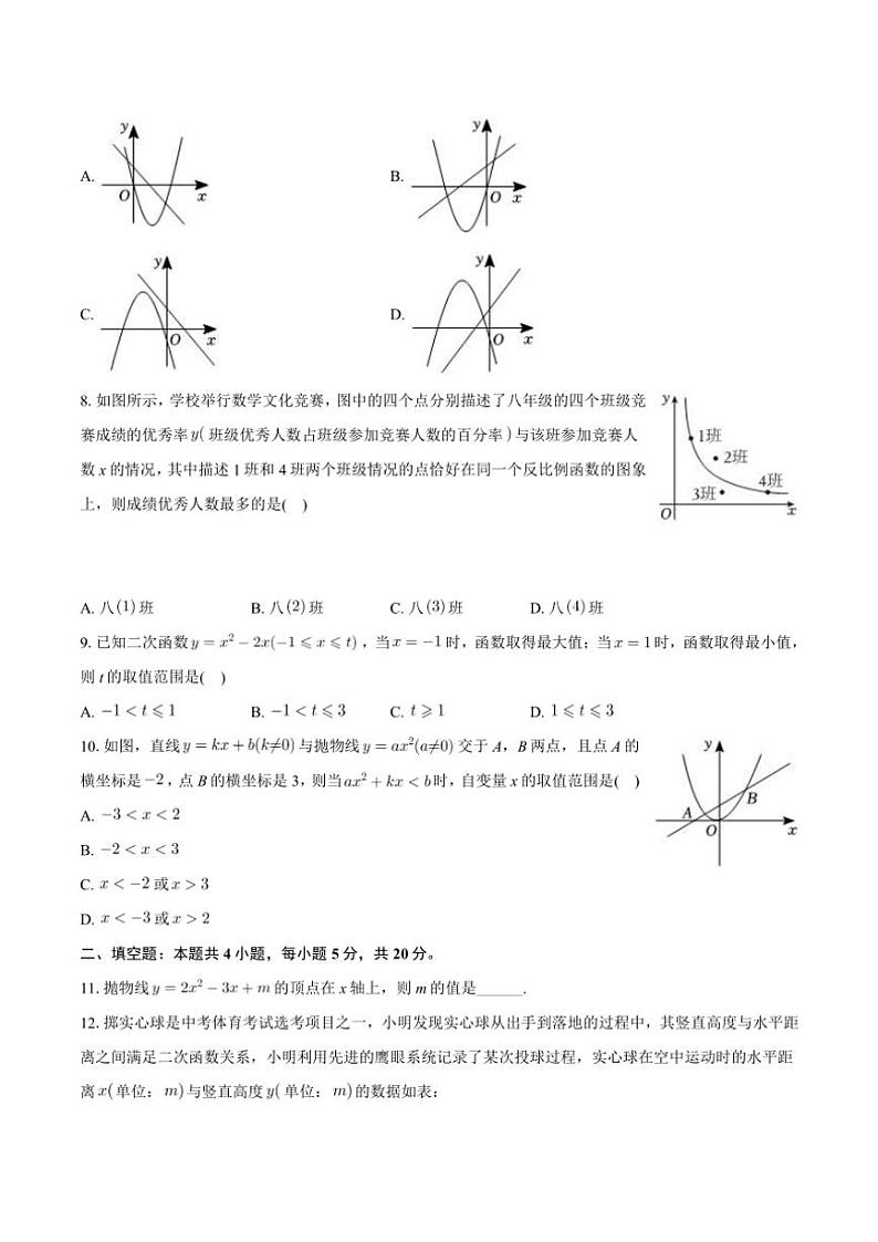 安徽省合肥市第三十八中学2024—2025学年九年级(上)期中数学试卷(含答案)第2页