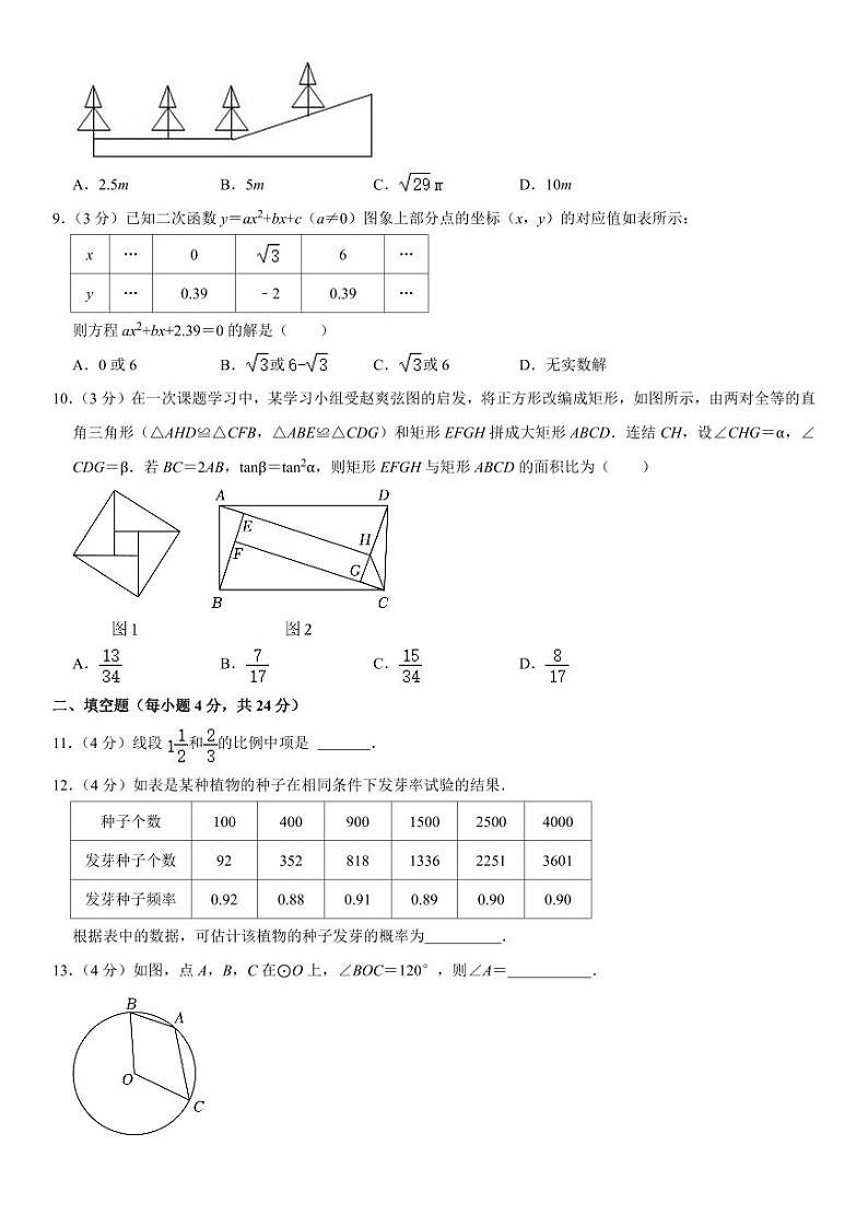 2024-2025学年浙江省宁波市鄞州区十二校联考九年级(上)期中数学试卷 含详解第2页