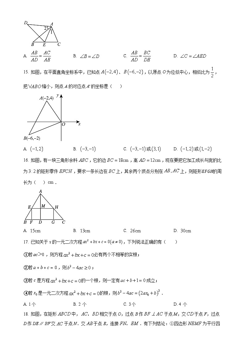 四川省遂宁市洪中学校教育联盟2024-2025学年九年级上学期11月期中数学试题(原卷版)-A4第3页
