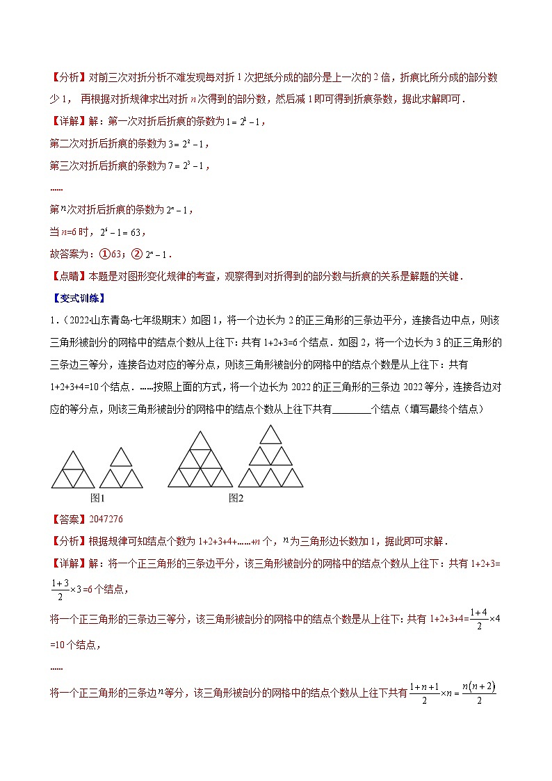 北师大版数学七上重难点培优训练专题08 探索与表达规律(解析版) 第3页