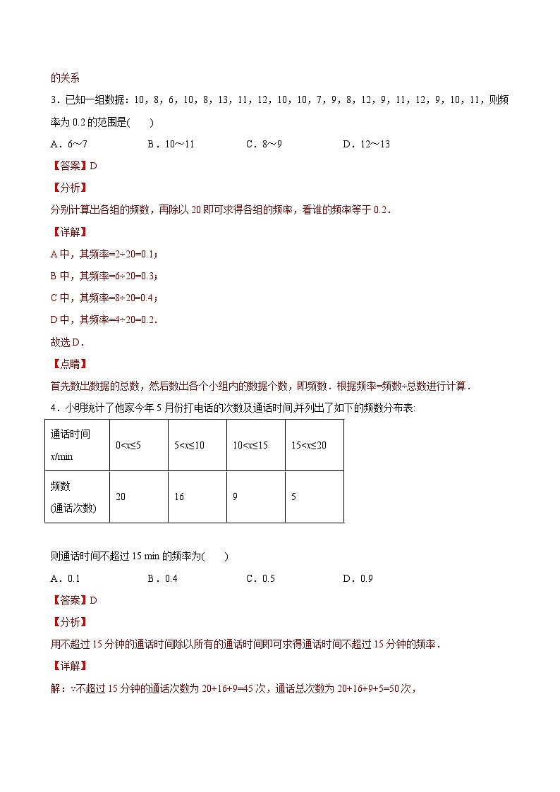 人教版数学七下同步变式练习课时10.2 直方图(解析版)第3页