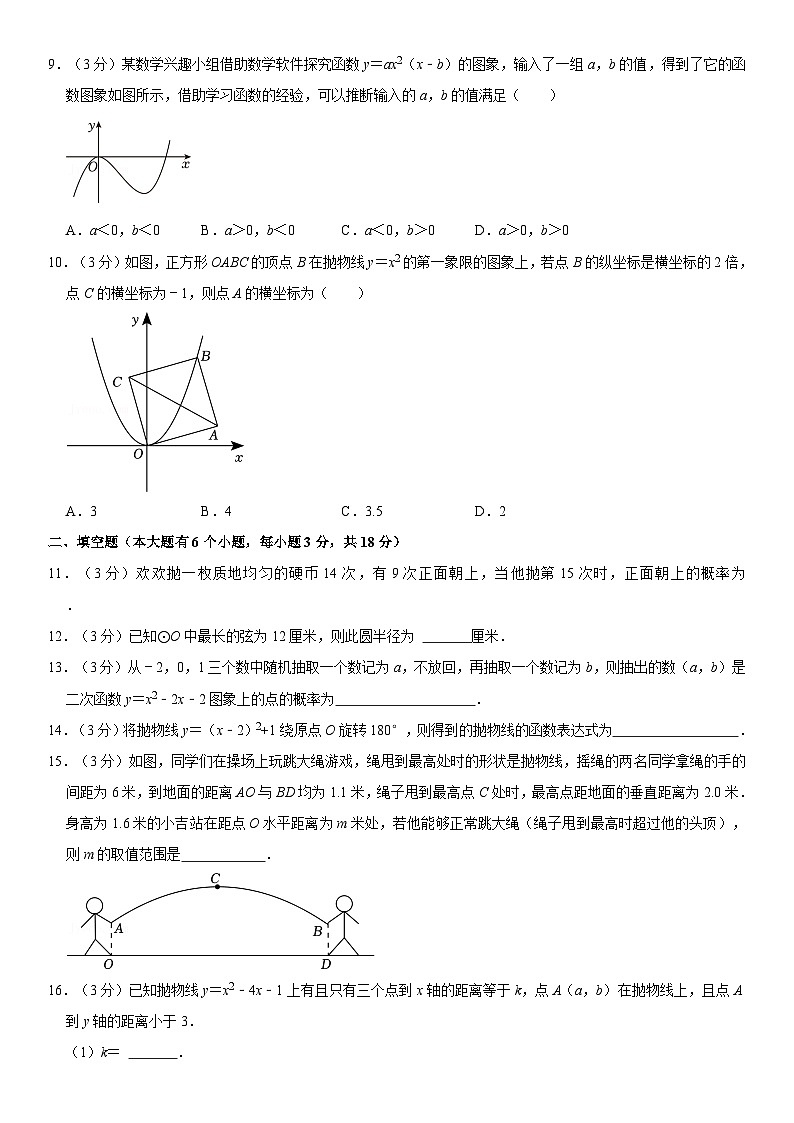 2024-2025学年浙江省温州市苍南县星海学校九年级(上)第二次月考数学试卷(含详解)第2页