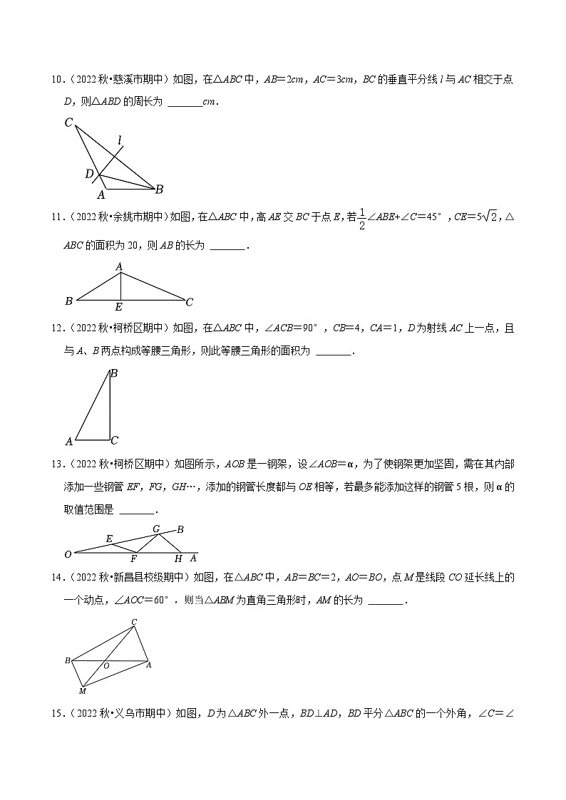 浙教版数学八上期末培优训练专题3.2小题易丢分期末考前必做填空30题(提升版)(原卷版)第2页
