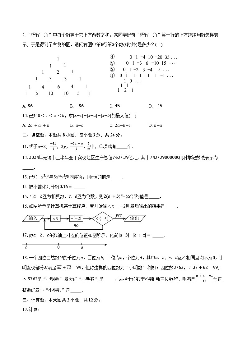 2024-2025学年江苏省无锡市梁溪区侨谊实验中学七年级(上)期中考试数学试卷(含答案)第2页
