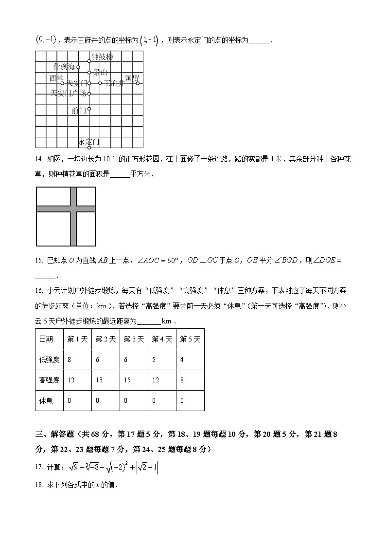 精品解析:北京市第十五中学2023-2024学年七年级下学期期中数学试题(原卷版)第3页