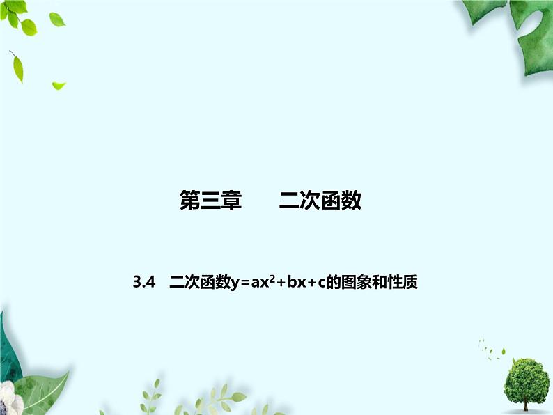 鲁教版数学五四制九年级上册同步学课件 第三章 3.4 二次函数y=ax2+bx+c的图象和性质第1页
