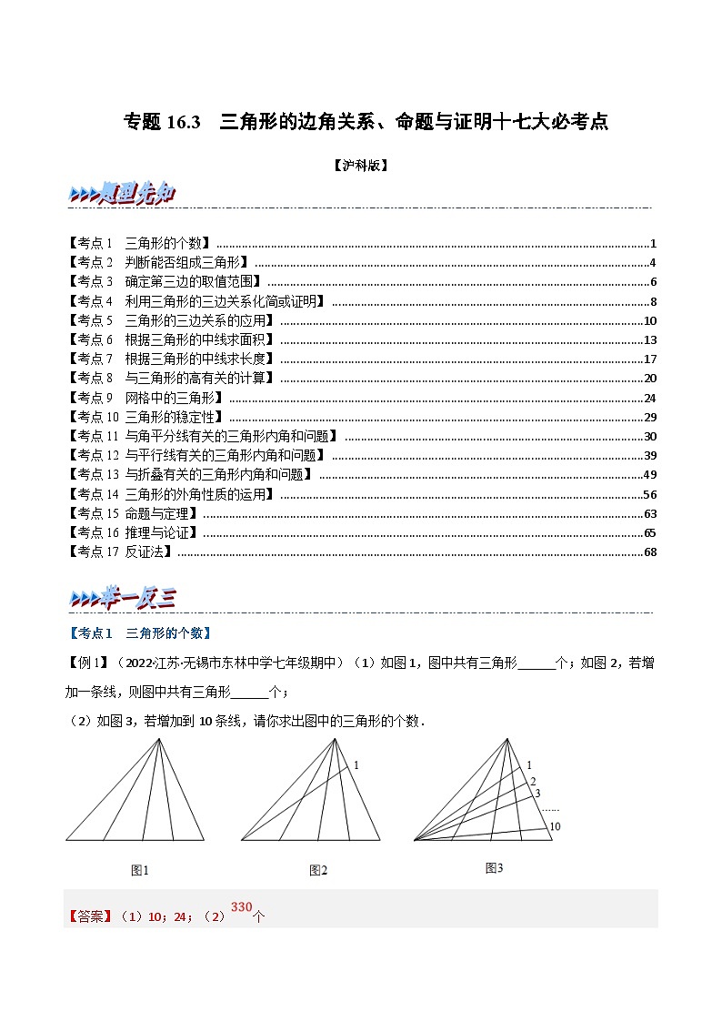 沪科版数学八上同步提升练习专题16.3 期中期末专项复习之三角形的边角关系、命题与证明必考点(解析版)第1页