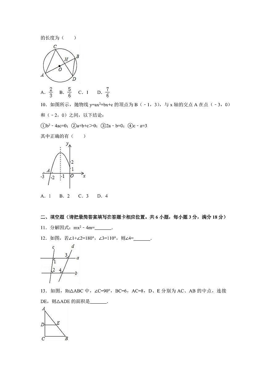 2024年四川省廣安市中考數(shù)學(xué)模擬試卷（含解析版）第2頁