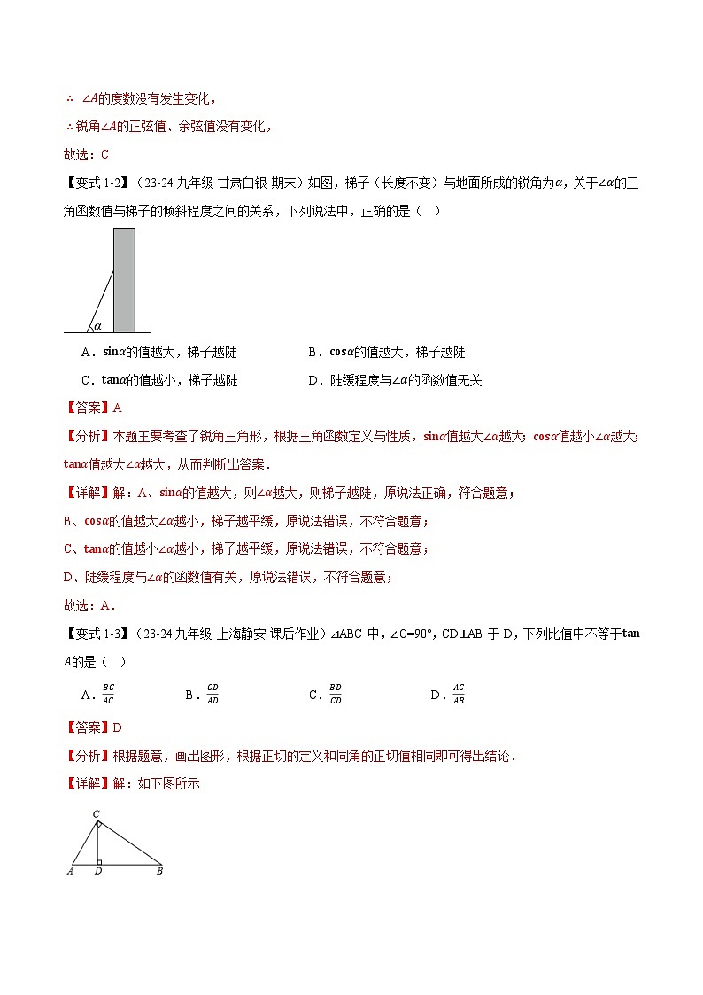 专题1.1 锐角的三角函数【十大题型】练习(北师大版)(解析版)第3页