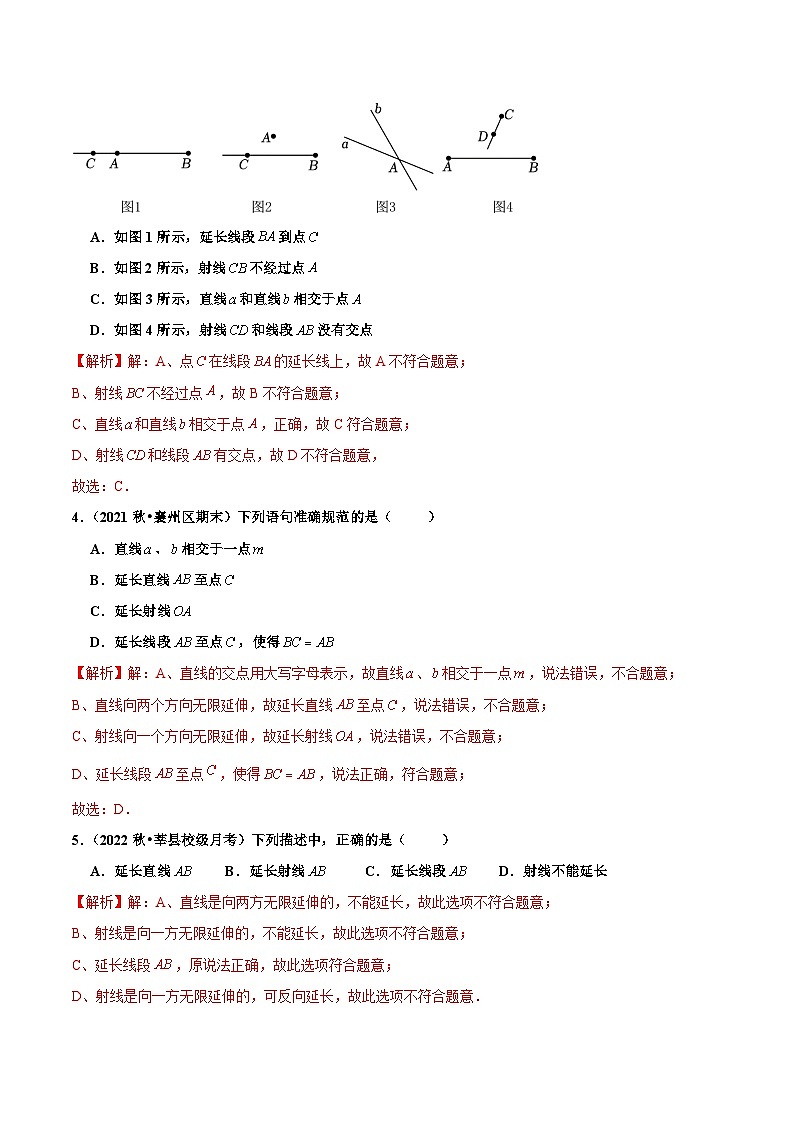 人教版数学七年级上册4.2 直线、射线、线段(第1课时)认识直线、射线、线段(分层作业)【解析版】第2页