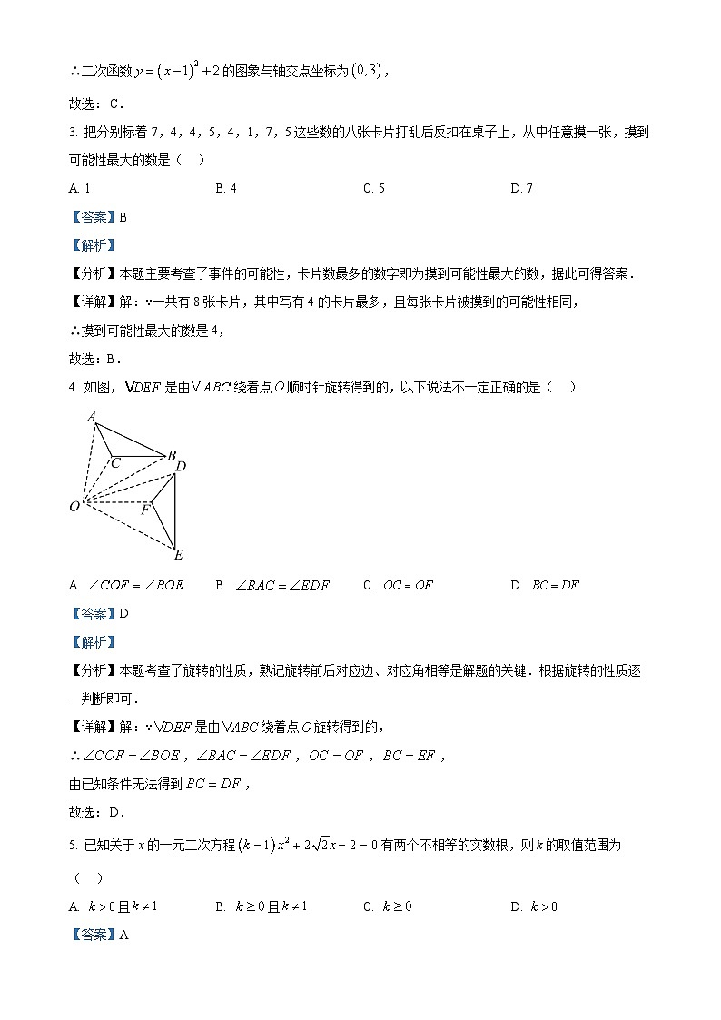 河北省秦皇岛市2024--2025学年上学期九年级数学期中考试卷(解析版)-A4第2页