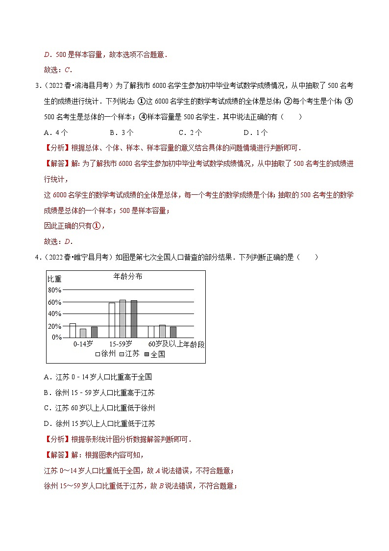 人教版数学七下同步培优训练专题10.6第10章数据的收集整理与描述元测试(培优提升卷)(解析版)第2页