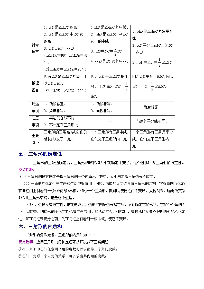 人教版数学八上期末训练专题01 三角形(突破核心考点)【知识梳理+解题方法+专题过关】 (原卷版)第3页