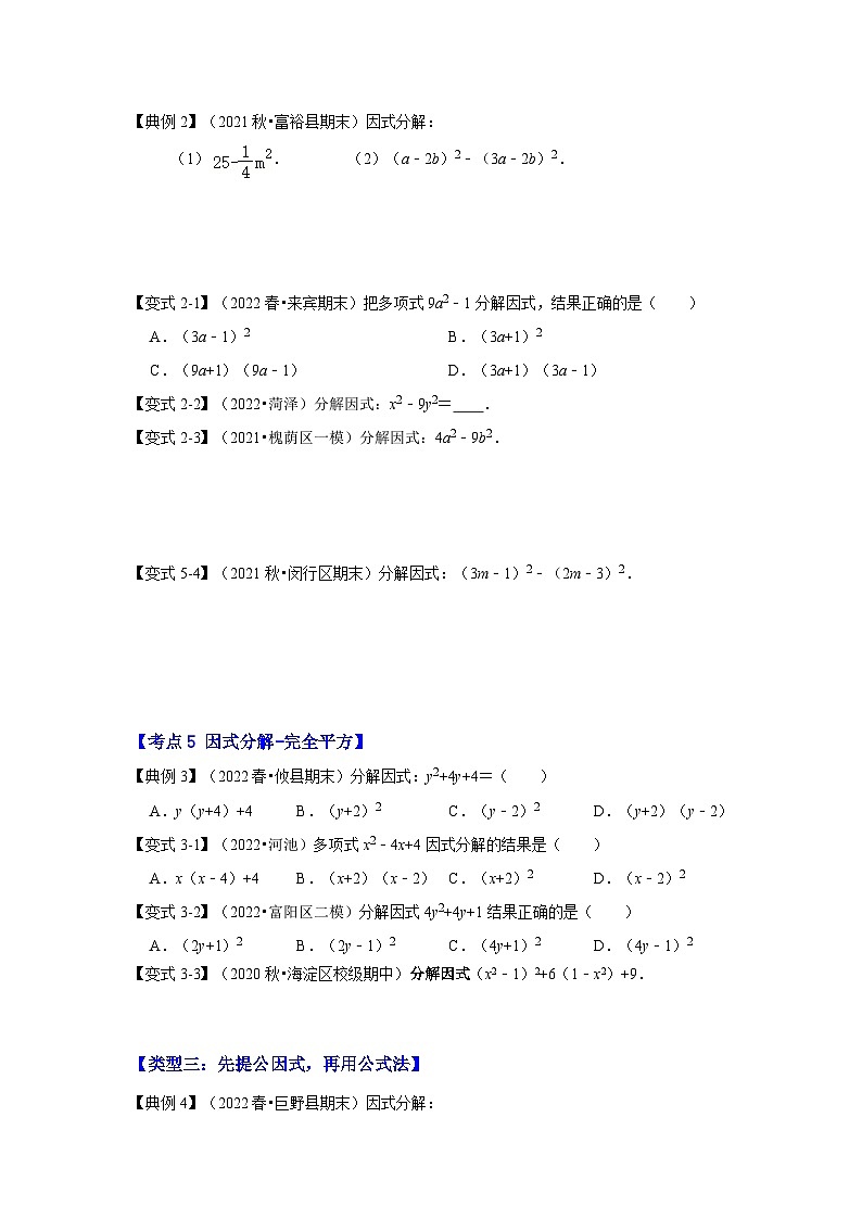 人教版数学八上高分突破训练专项21 因式分解常用方法(六大类型)(原卷版)第3页