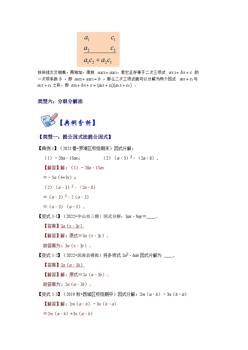 人教版数学八上高分突破训练专项21 因式分解常用方法(六大类型)(解析版)第2页