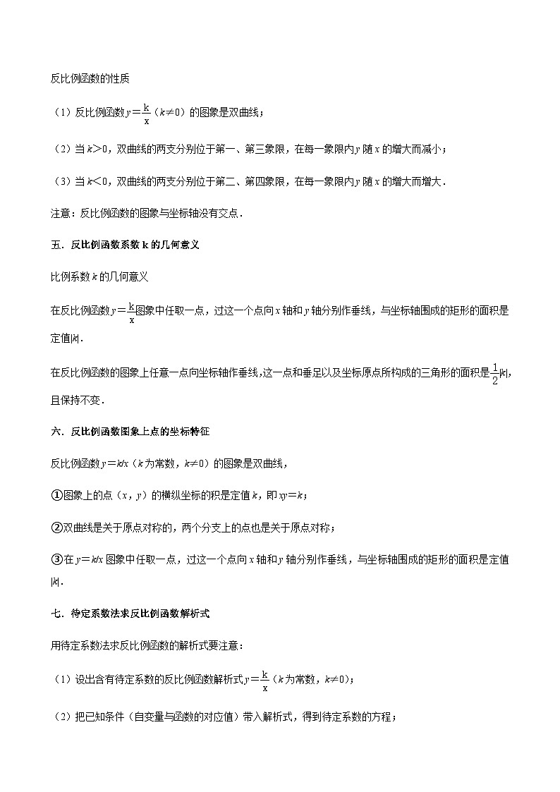 人教版数学九上期末考点训练专题06反比例函数(10个考点)(原卷版)第2页
