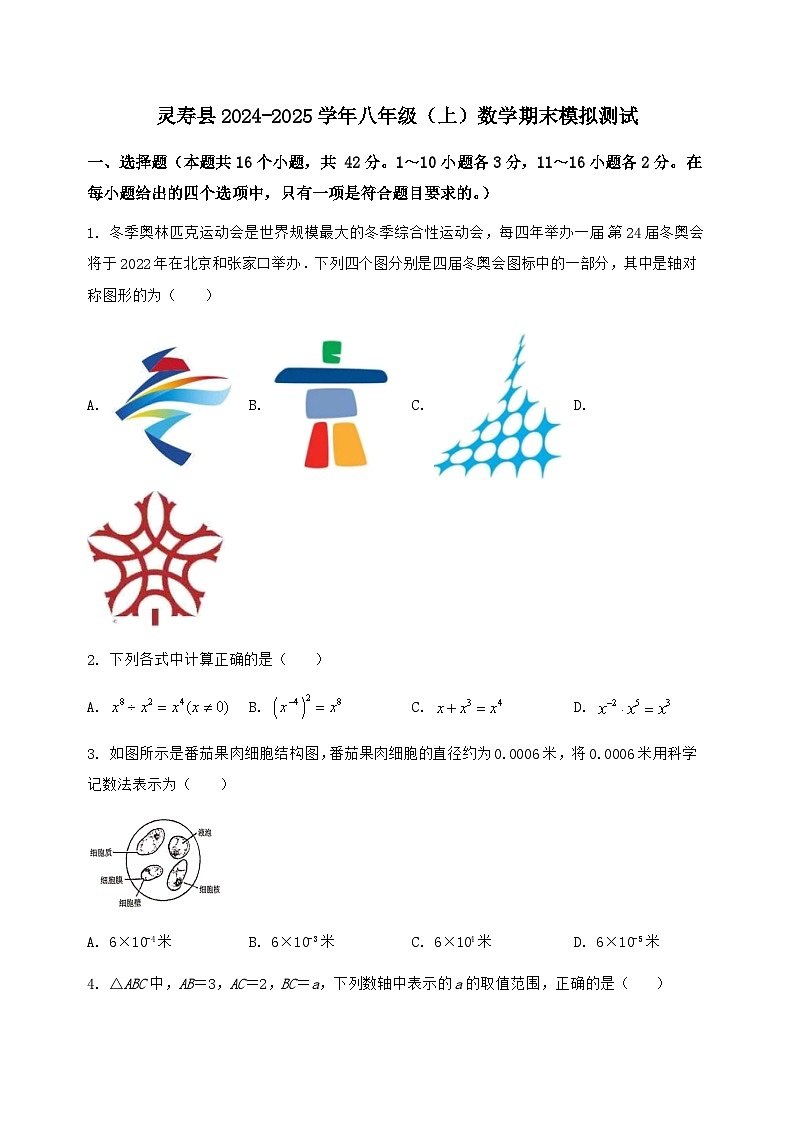 河北省灵寿县2024-2025学年八年级(上)数学期末模拟测试(含答案及详解)第1页