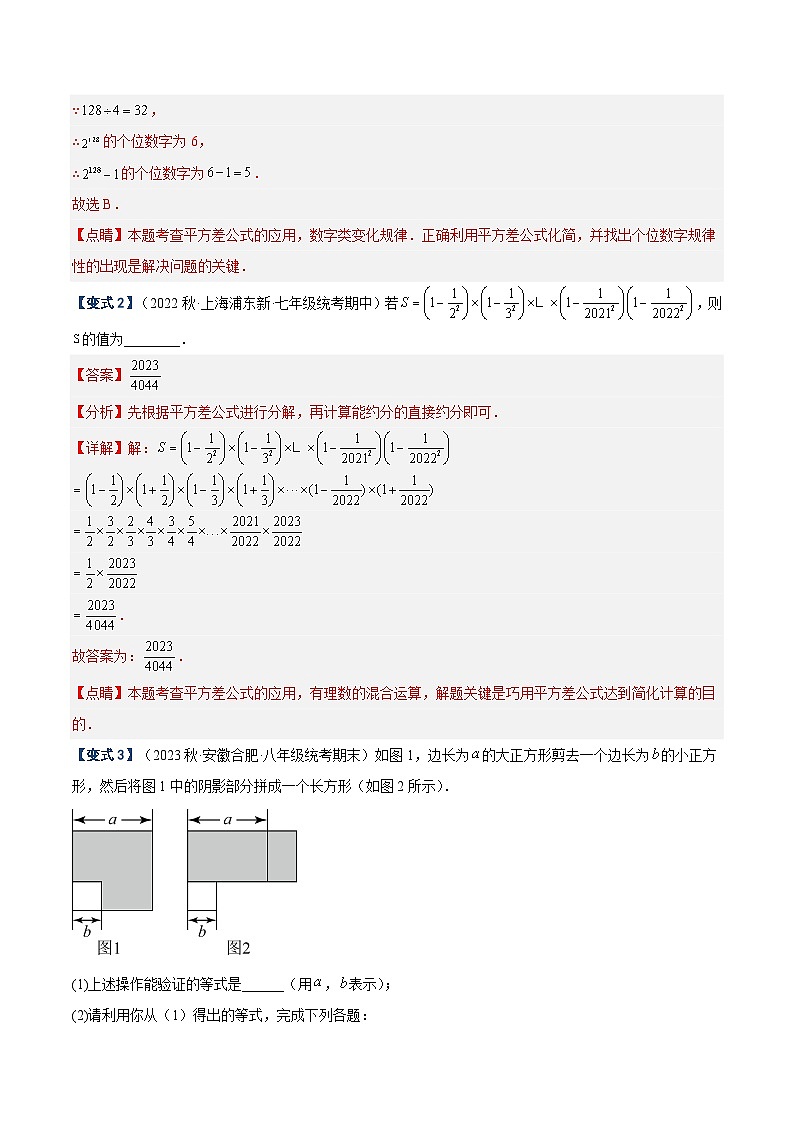 苏科版数学七下重难点提升讲练专题07 乘法公式与多项式的因式分解(解析版)第3页