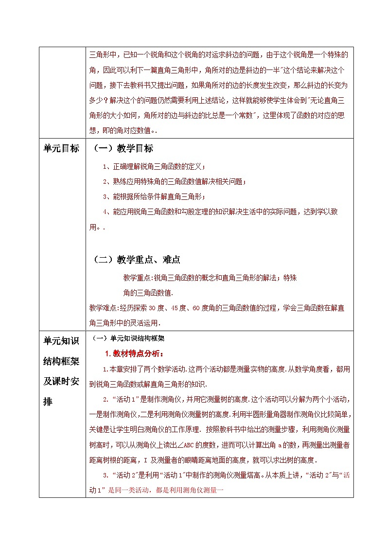 28章 锐角三角函数 单元整理分析教案第2页