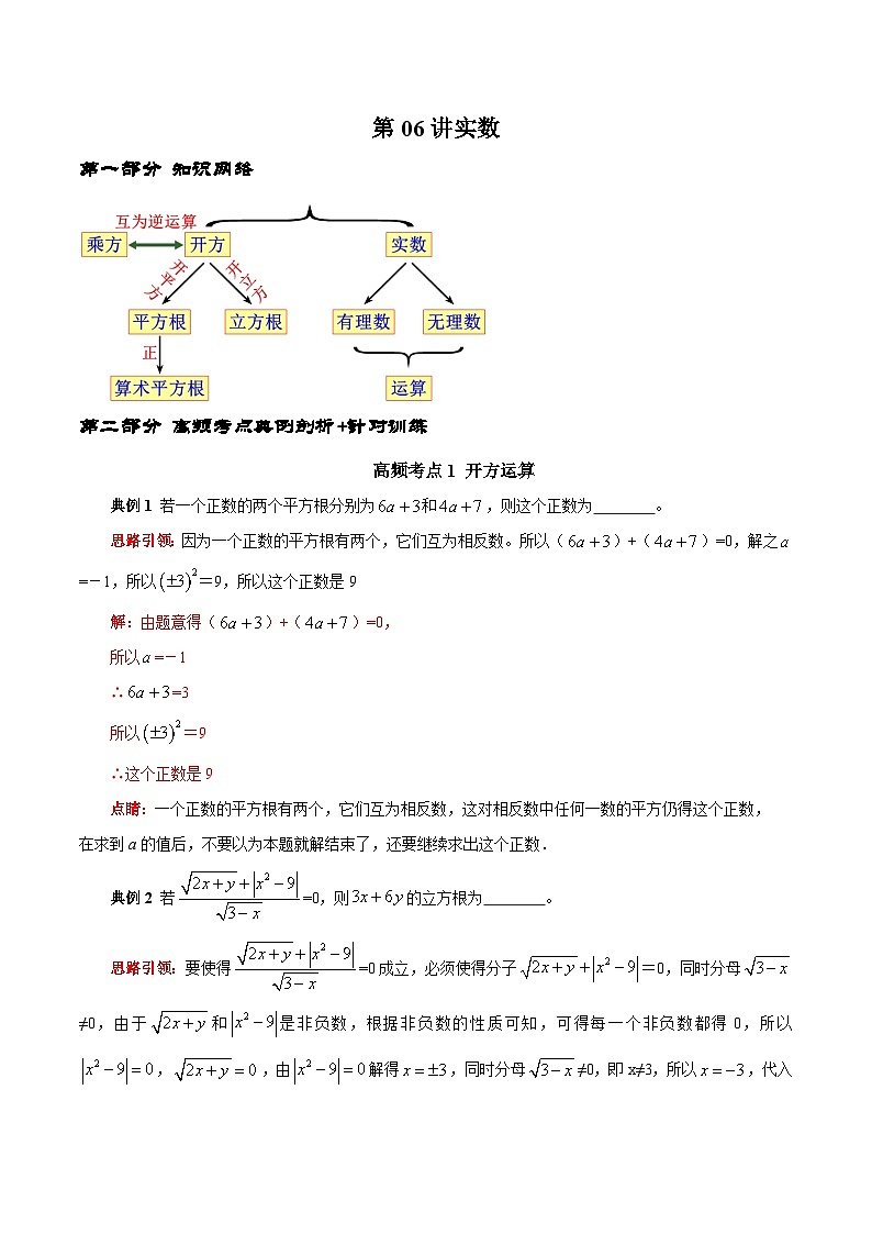 人教版数学七下期末高频考点练习第06讲 实数(解析版)第1页