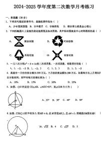 天津市武清区杨村第六中学2024--2025学年九年级上学期数学第二次月考试卷