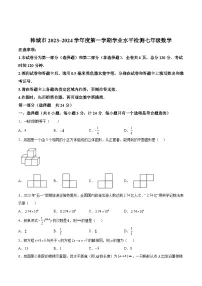 陕西省渭南市韩城市2023-2024学年七年级上学期期末学业水平检测数学试卷(含答案)