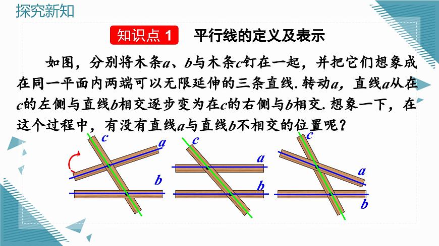 人教版初中數(shù)學(xué)七年級(jí)下冊(cè)  7.2.1平行線的概念 教課件第6頁