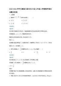 2023-2024学年安徽省合肥市长丰县九年级上学期数学期末试题及答案