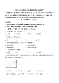 四川省乐山市2024届九年级上学期期末考试数学试卷(含答案)