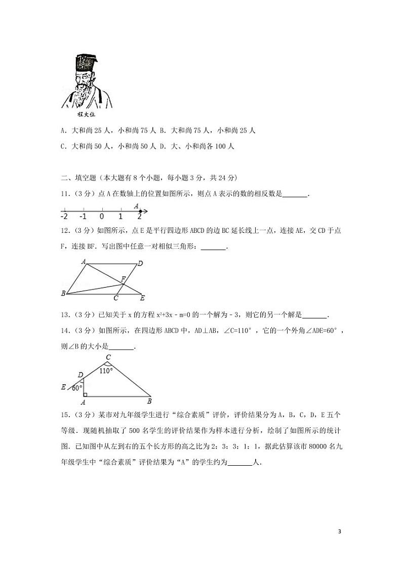 湖南省邵阳市2024年中考数学模拟试题(含解析)第3页