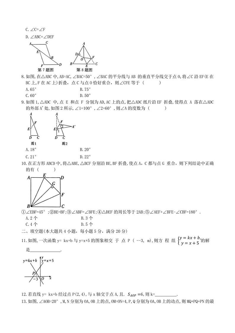 2024~2025学年安徽省池州市沪科版八年级(上)数学期末模拟卷(一)试卷(含答案)第2页