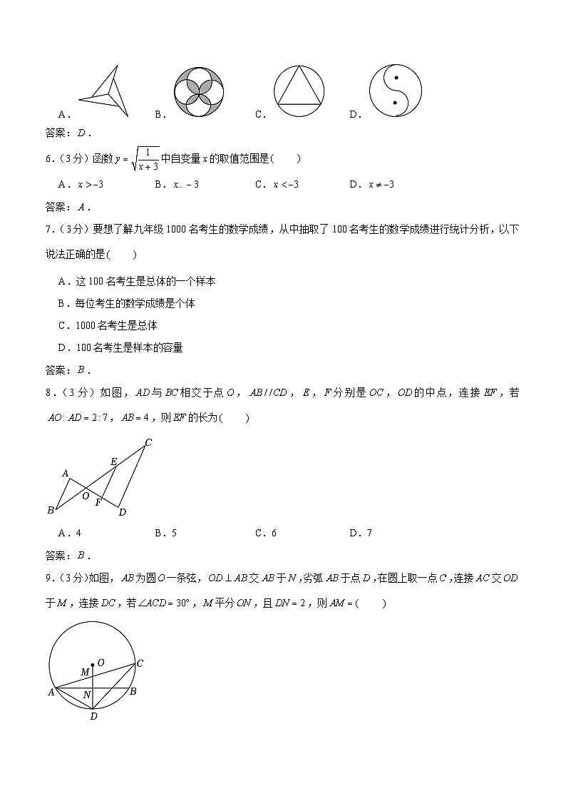 四川省内江市东兴区2024届九年级下学期中考三模数学试卷(含答案)第2页