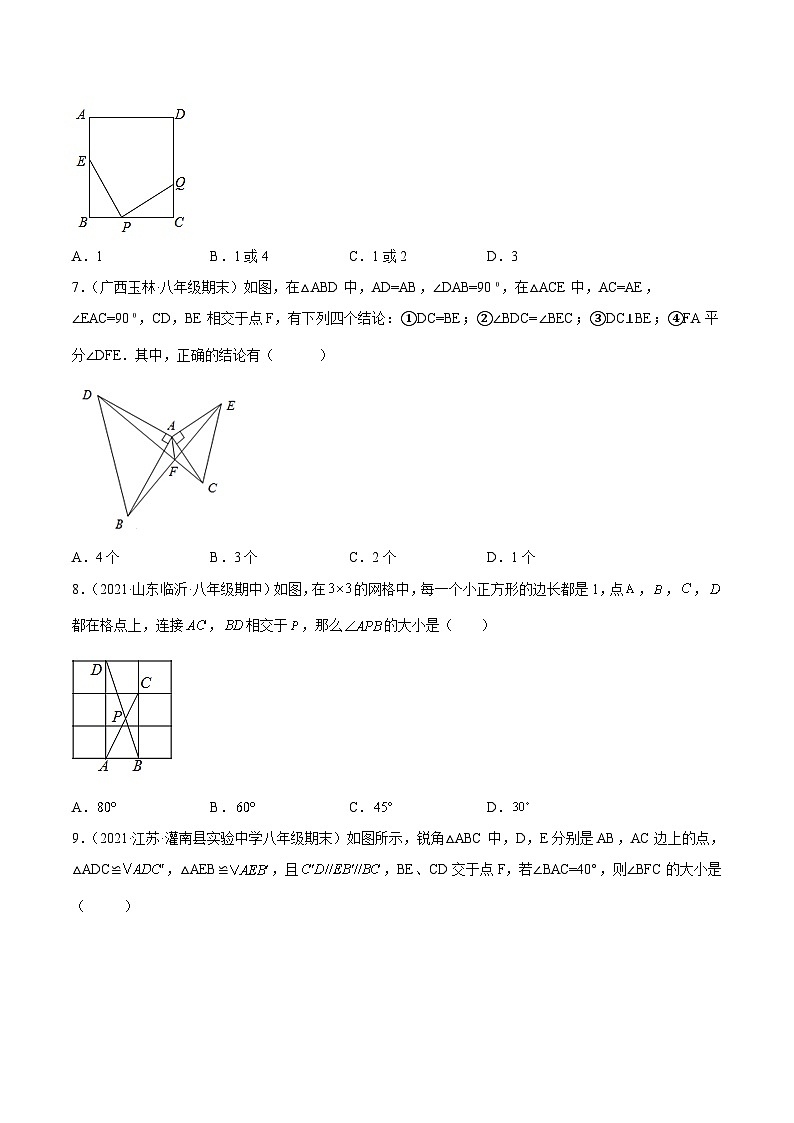 苏科版数学八上期末专题训练 全等三角形压轴题型(原卷版)第3页