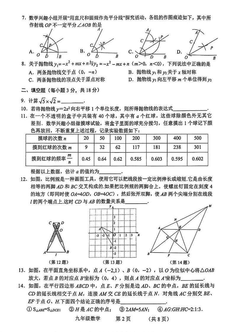 吉林省长春市长春净月高新技术产业开发区2024-2025学年九年级上学期12月期末数学试题第2页