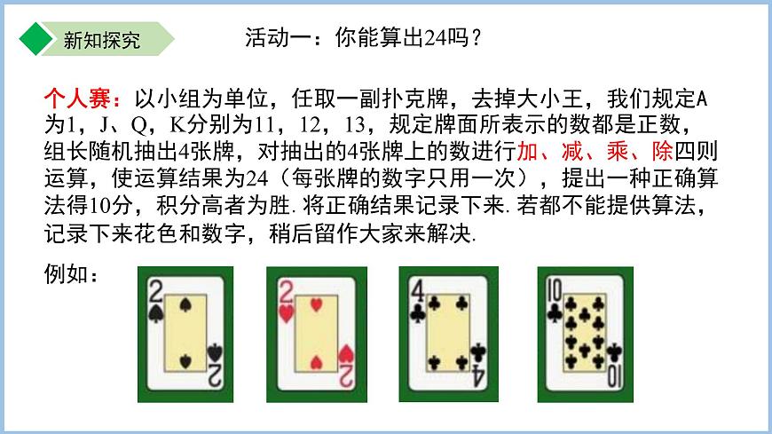 七年級上冊數(shù)學(xué)蘇科版(2024)第2章 有理數(shù) 數(shù)學(xué)探究 算24點 課件第3頁