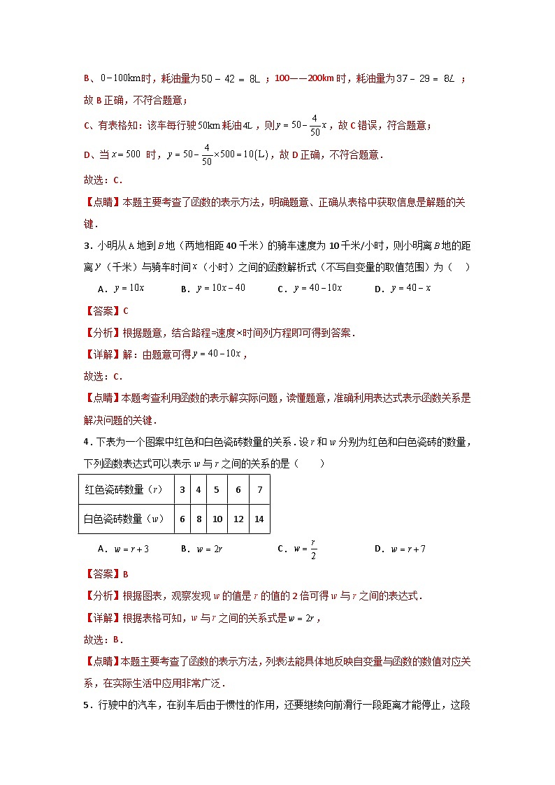 人教版数学八年级下册19.1.2.2《函数的表示法》(分层练习)解析版第2页
