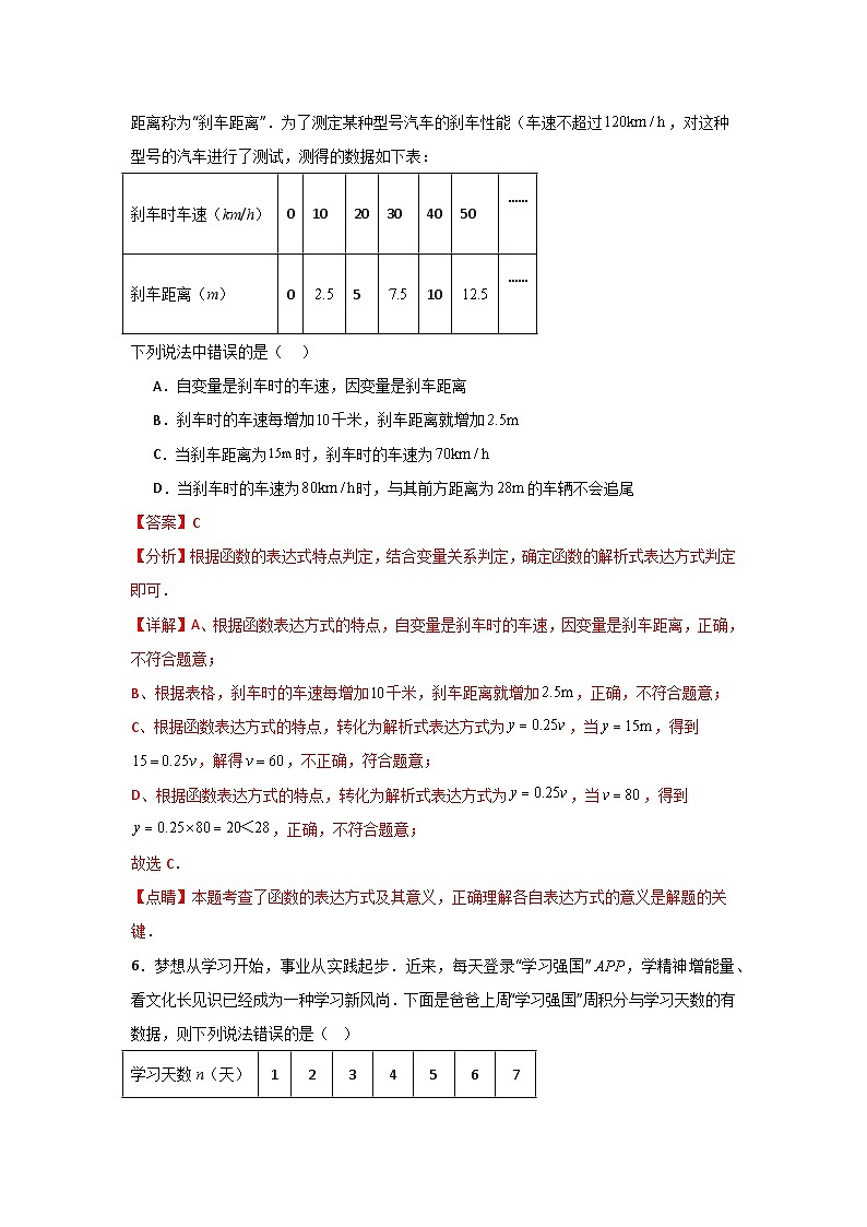 人教版数学八年级下册19.1.2.2《函数的表示法》(分层练习)解析版第3页