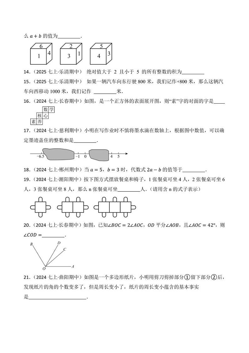2024~2025学年北师大版七年级(上)数学寒假(期末)综合复习自测卷试卷(附答案)第3页