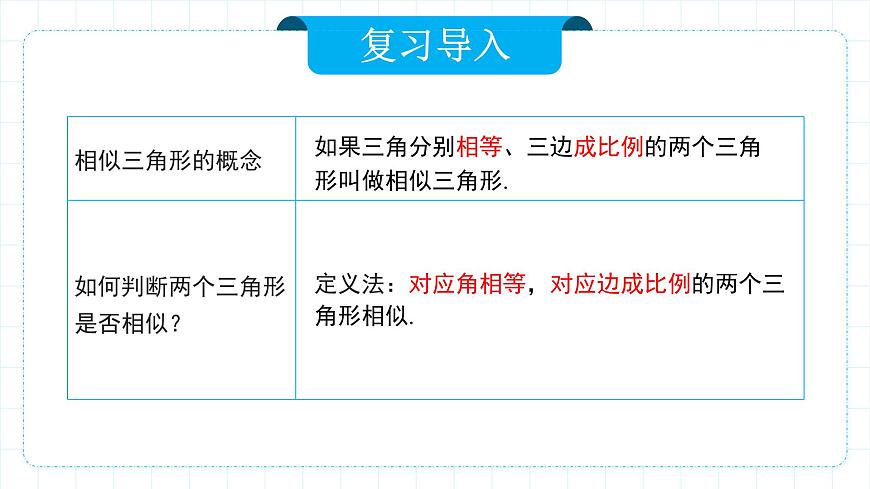 人教版九年級下冊數(shù)學(xué)   27.2.1.2 相似三角形的判定（第二課時(shí)）  課件第3頁