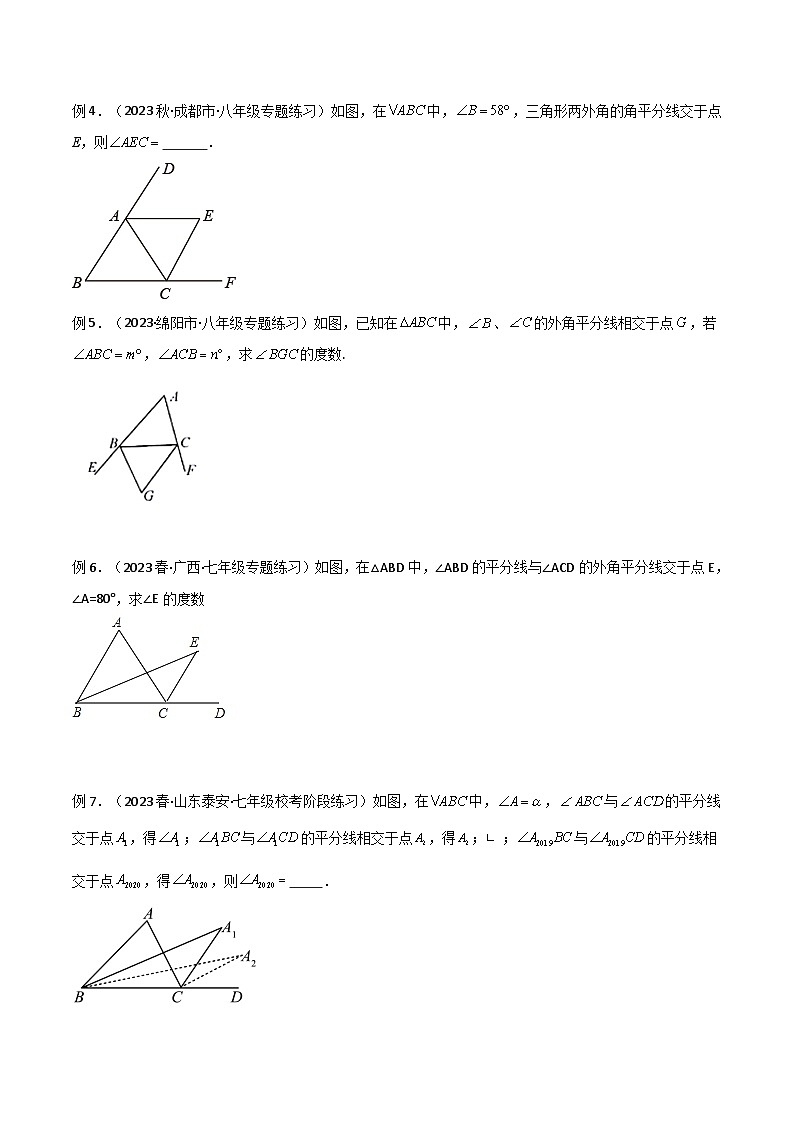 人教版數(shù)學(xué)八年級(jí)上冊(cè)期中復(fù)習(xí) 專題08 三角形中的特殊模型-雙角平分線模型（原卷版）第3頁(yè)