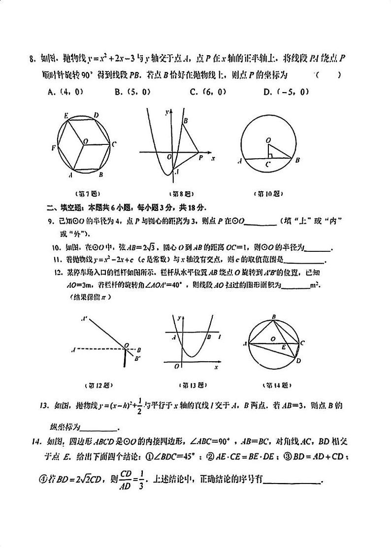吉林省长春市东北师范大学附属中学明珠学校2024-—2025学年上学期九年级数学期末试题第2页
