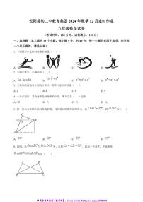 2024～2025学年重庆市云阳县第二初级中学教育集团八年级上12月月考数学试卷(含答案)