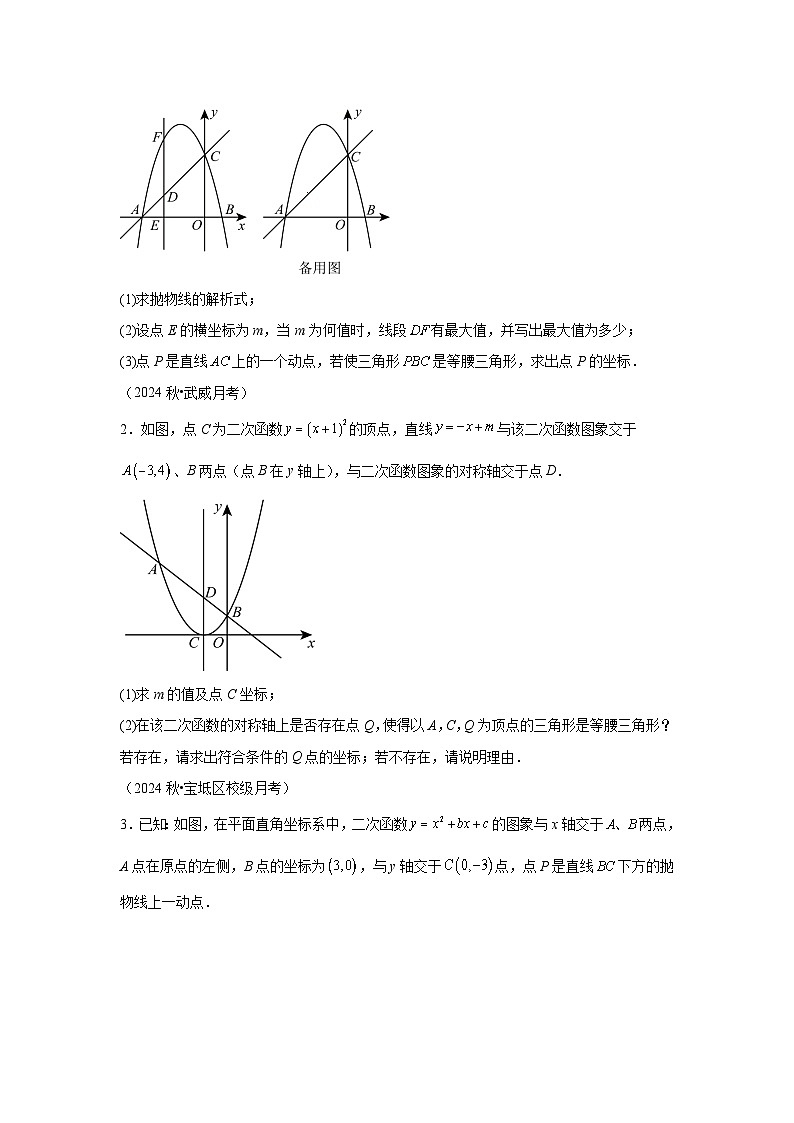 2025年中考数学二次函数压轴题专题练习11等腰三角形存在性问题(含解析)第3页
