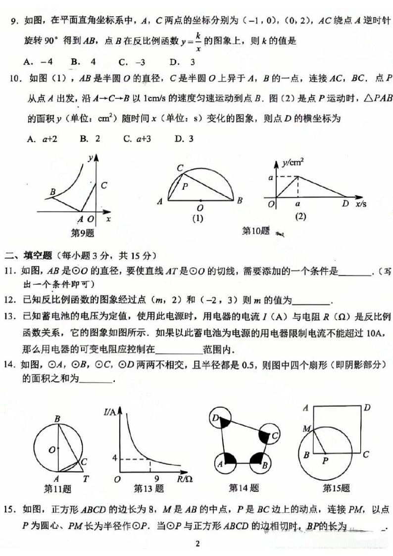 2024-2025学年周口市西华县九上期末数学试卷及答案第2页