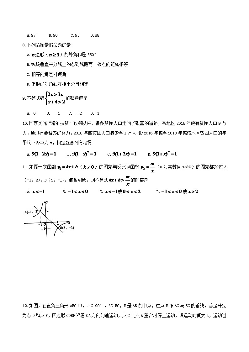 湖南省衡阳市2024年中考数学水平提升模拟试题第2页